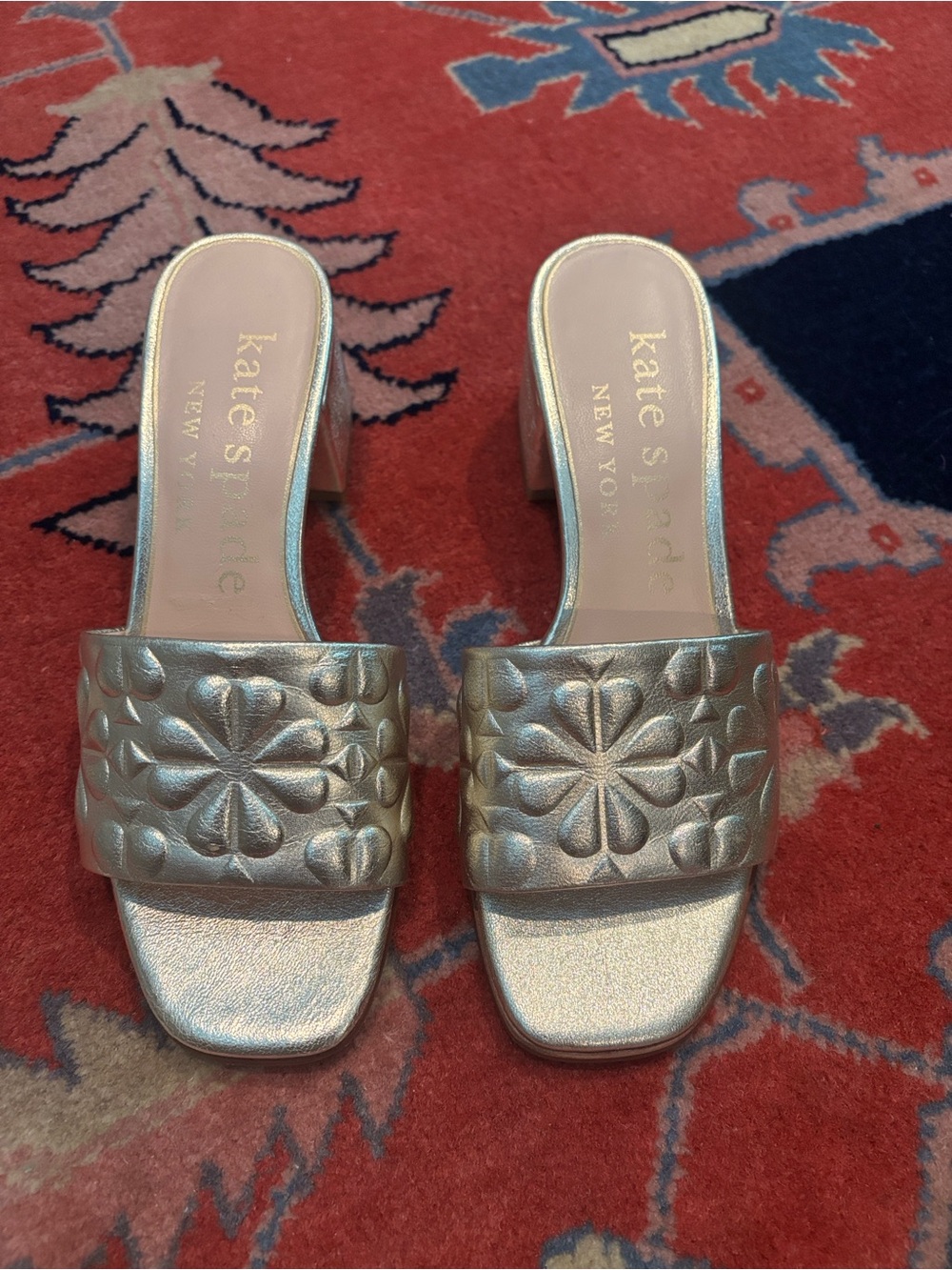 Gold metallic Emmie mid slide Kate Spade Sandals